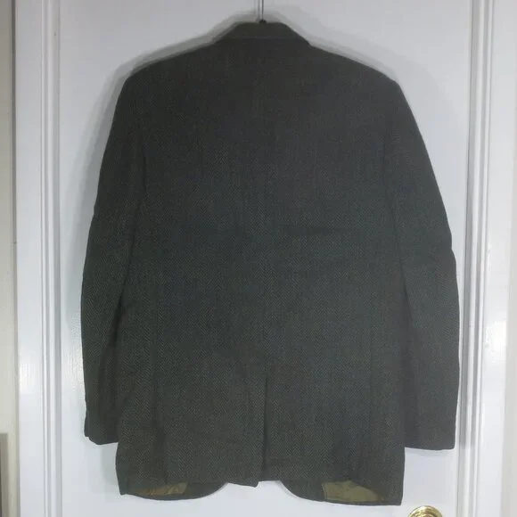 Perth Ltd Jacket Green Vintage Scottish Wool Harris Tweed Lined Blazer Size 42R